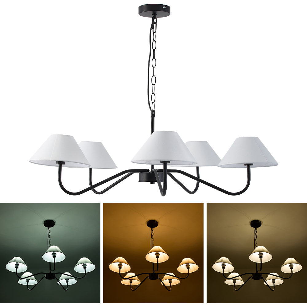 Living and Home 5 Light Modern Black Iron E14 Chandelier Image 7