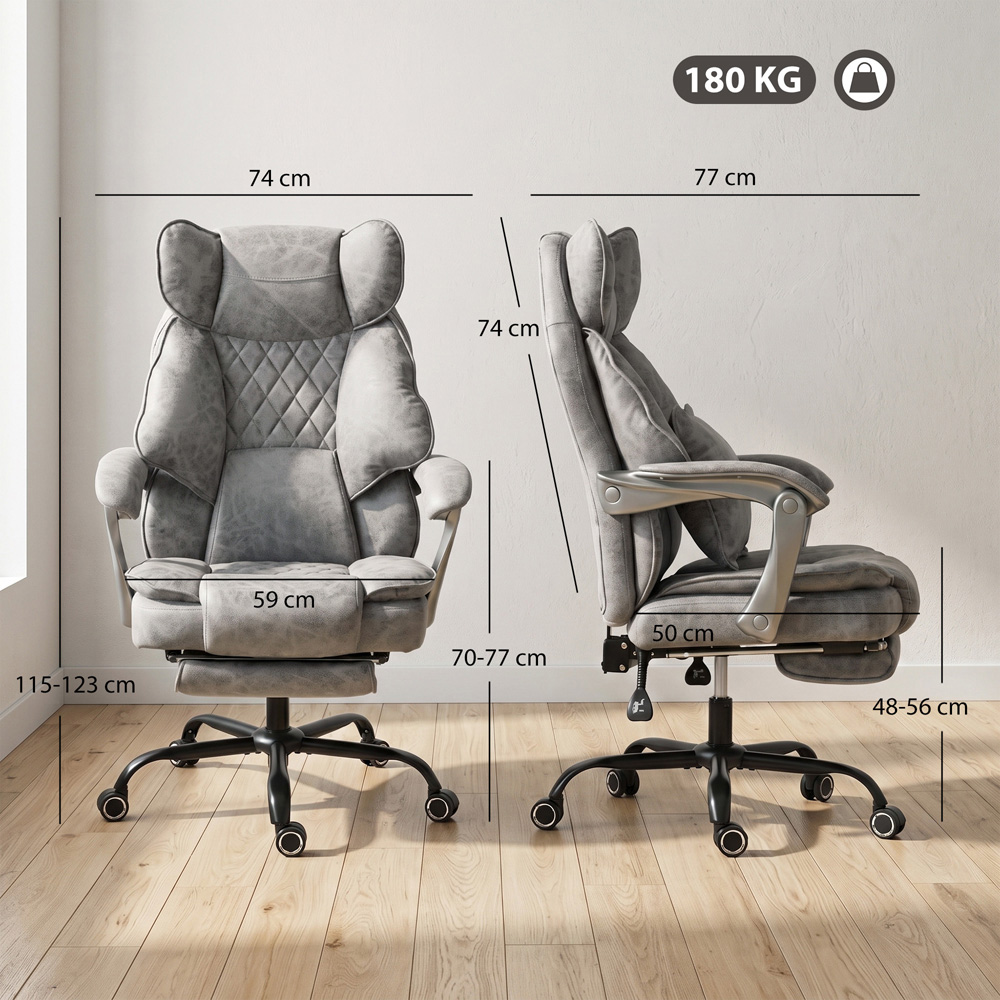 HOMCOM Grey Big and Tall Office Chair with Lumbar Support Image 9