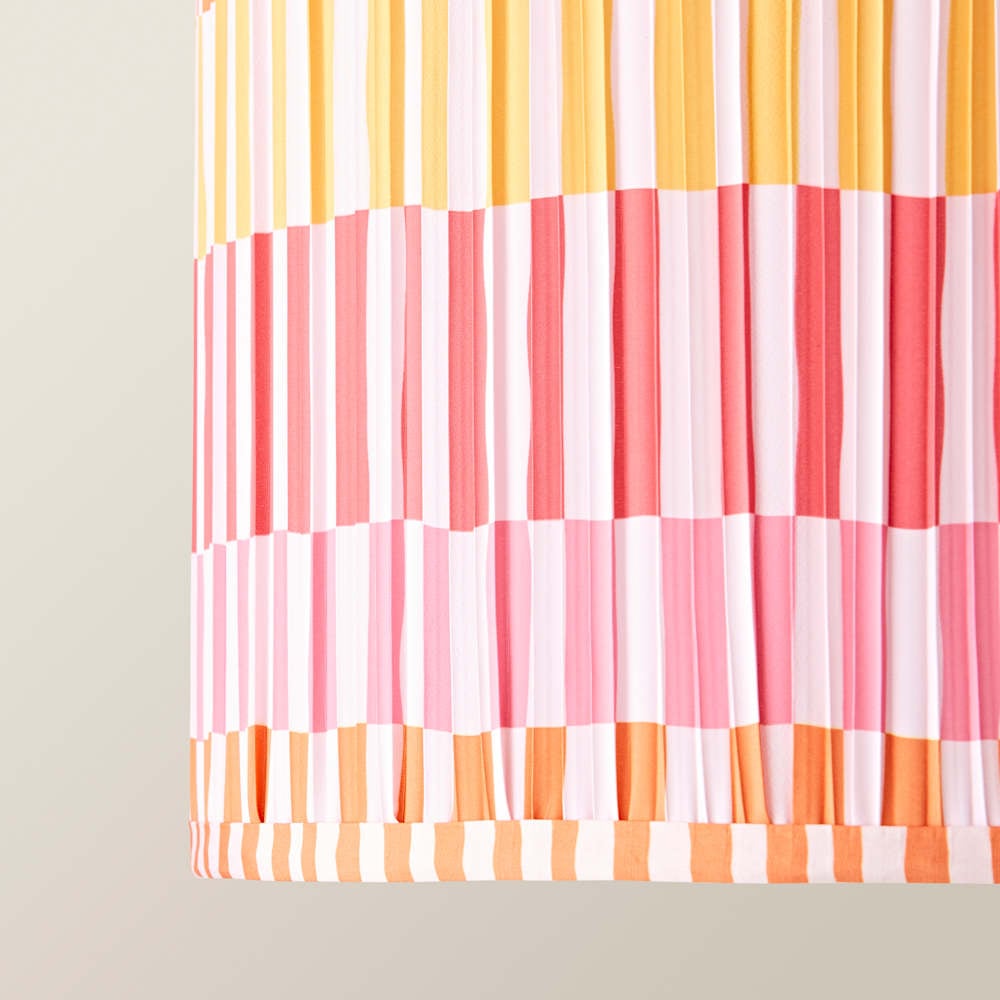 ValueLights Rae Multicolour Stripe Pleated Large Ceiling Drum Lamp Shade Image 5