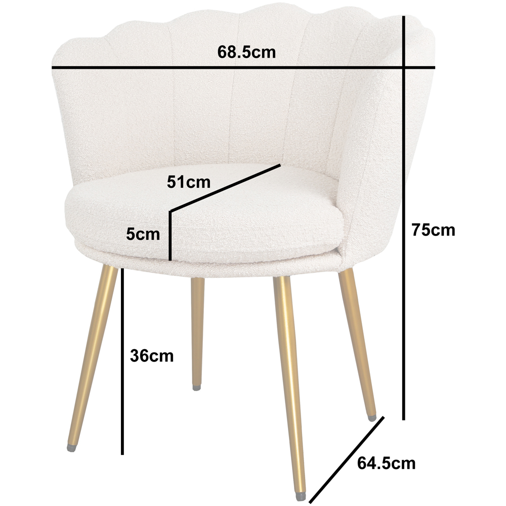 Flora Cream Boucle Accent Chair with Golden Legs Image 7