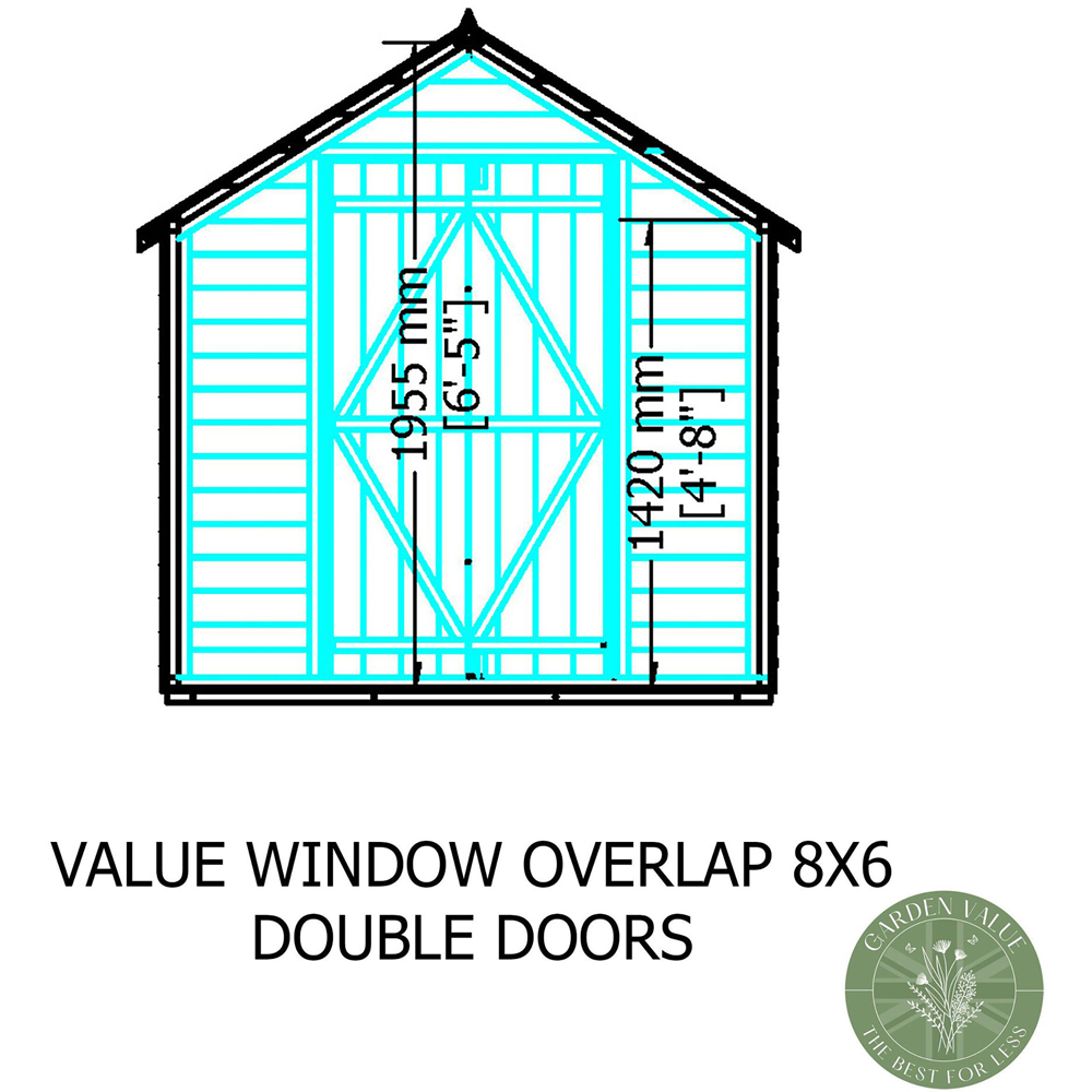 Shire 8 x 6ft Double Door Overlap Dip Treated Shed Image 9
