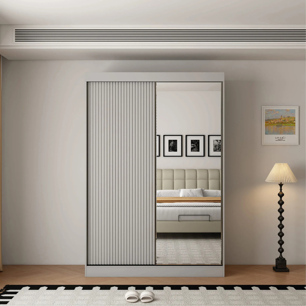 ARTESA Berlin 2 Door Grey Mirrored Sliding Wardrobe 150cm Image 4