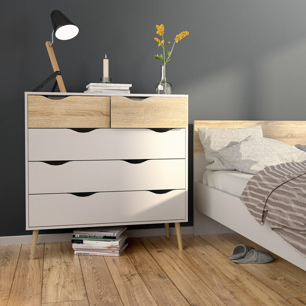Florence Oslo White and Oak 3 Piece Bedroom Furniture Set Image 7