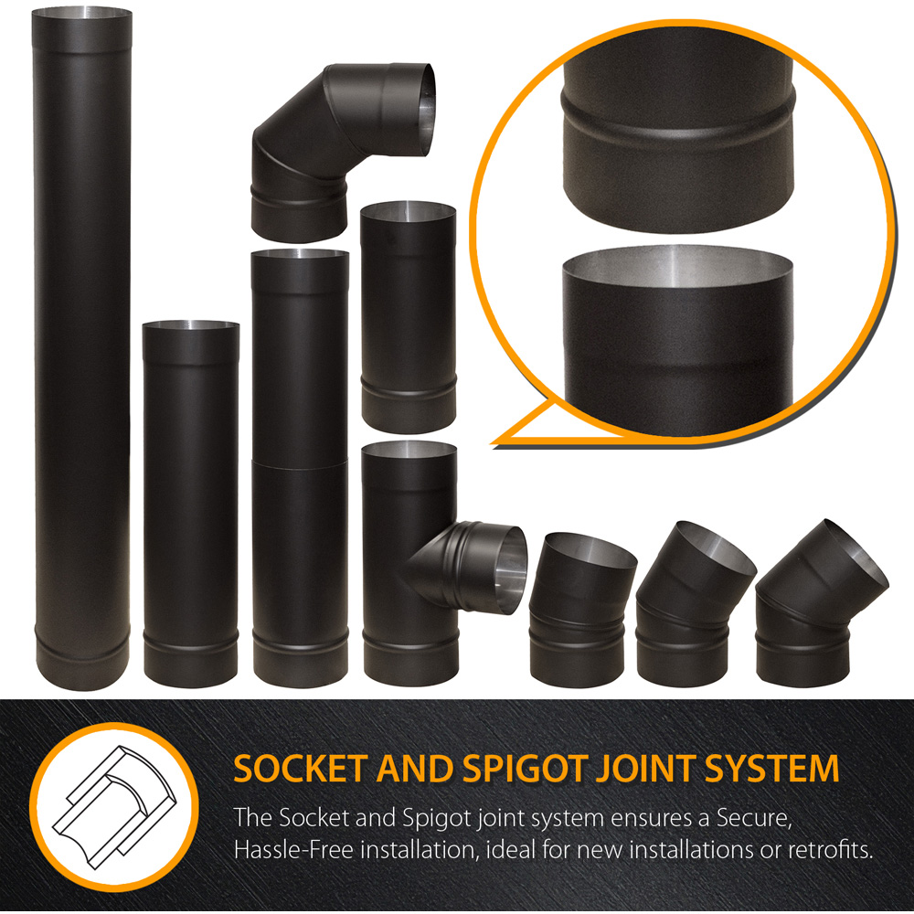 RoyalFire 5 inch System Telescopic Flue Pipe 400 to 600mm Image 3