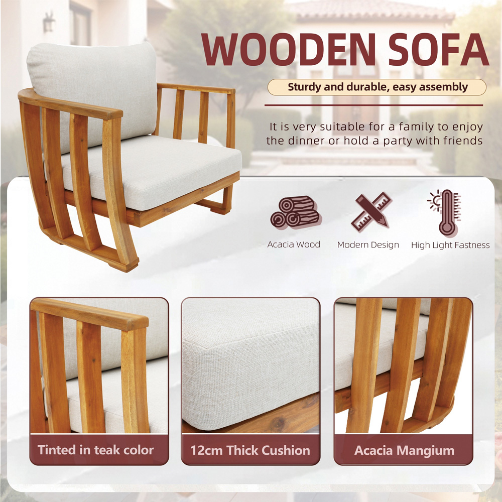 Direct Wicker 5 Piece Wooden Garden Furniture Set Image 7