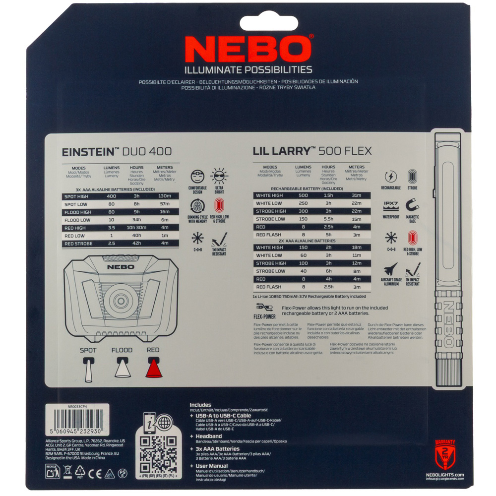 Nebo Lil Larry 500 Flex Work Light and Einstein Duo 400 Headlamp Combo Pack Image 2