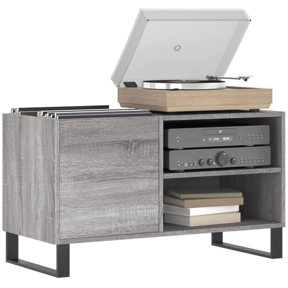 vidaXL 2 Shelf Grey Sonoma Record Cabinet Image 3