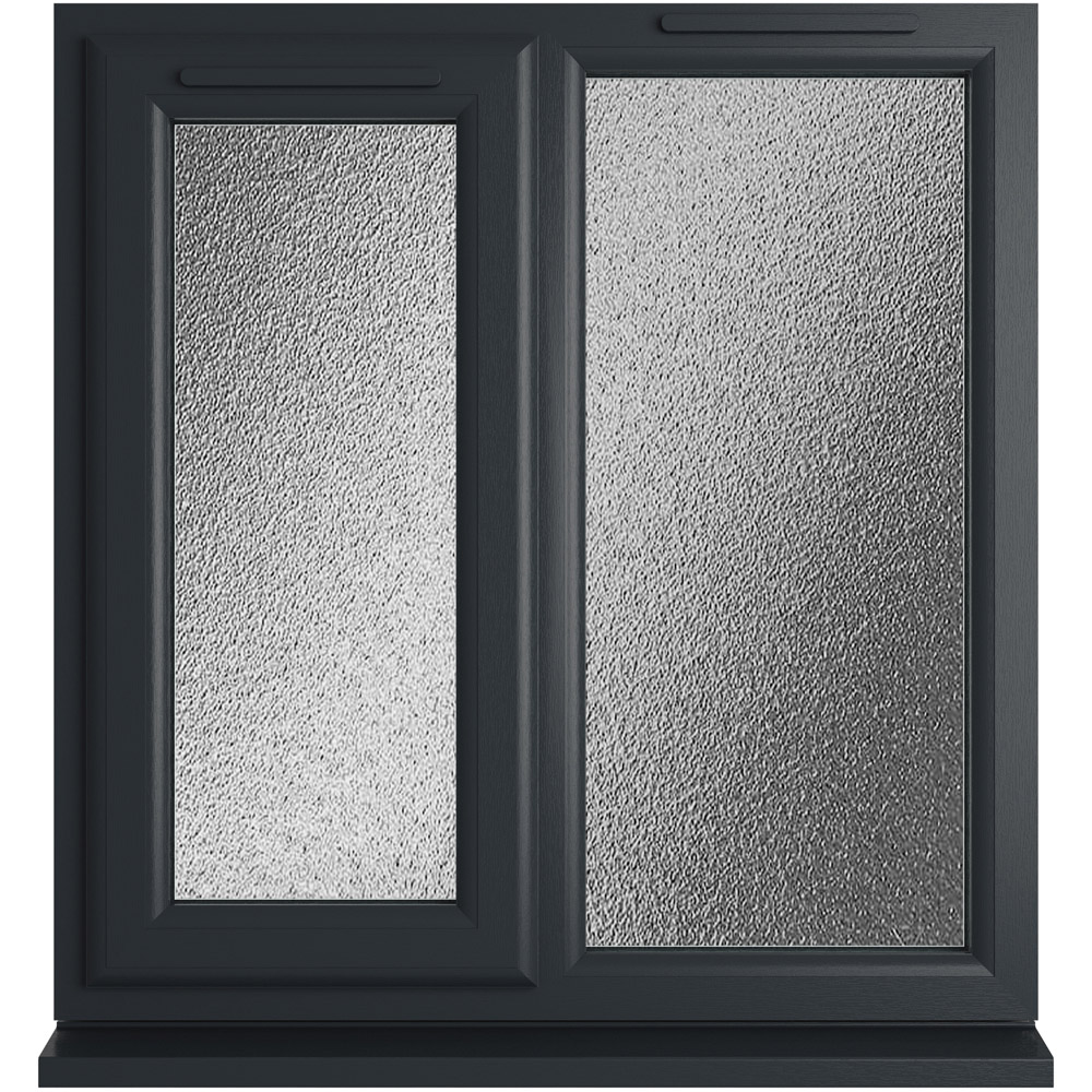 Crystal uPVC Double Glazed Window LH Side Hung Next to a Fixed Grey White Obscure Glass 905x965mm Image 1