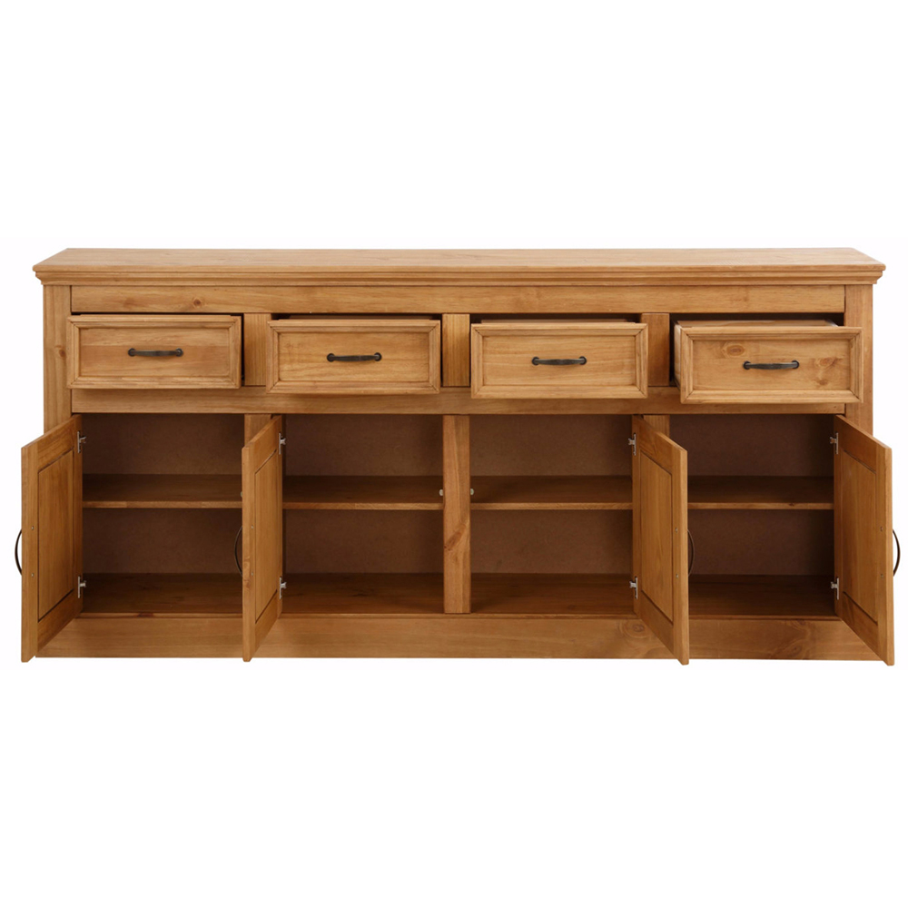 Loft24 Selma 4 Door 4 Drawer Solid Pine Wood Sideboard Image 4