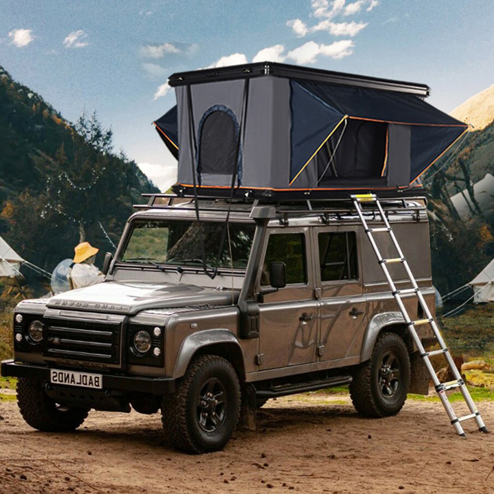 Living and Home Blue Hard Shell Car Roof Tent with Retractable Ladder and Canopy 210 x 132cm Image 2