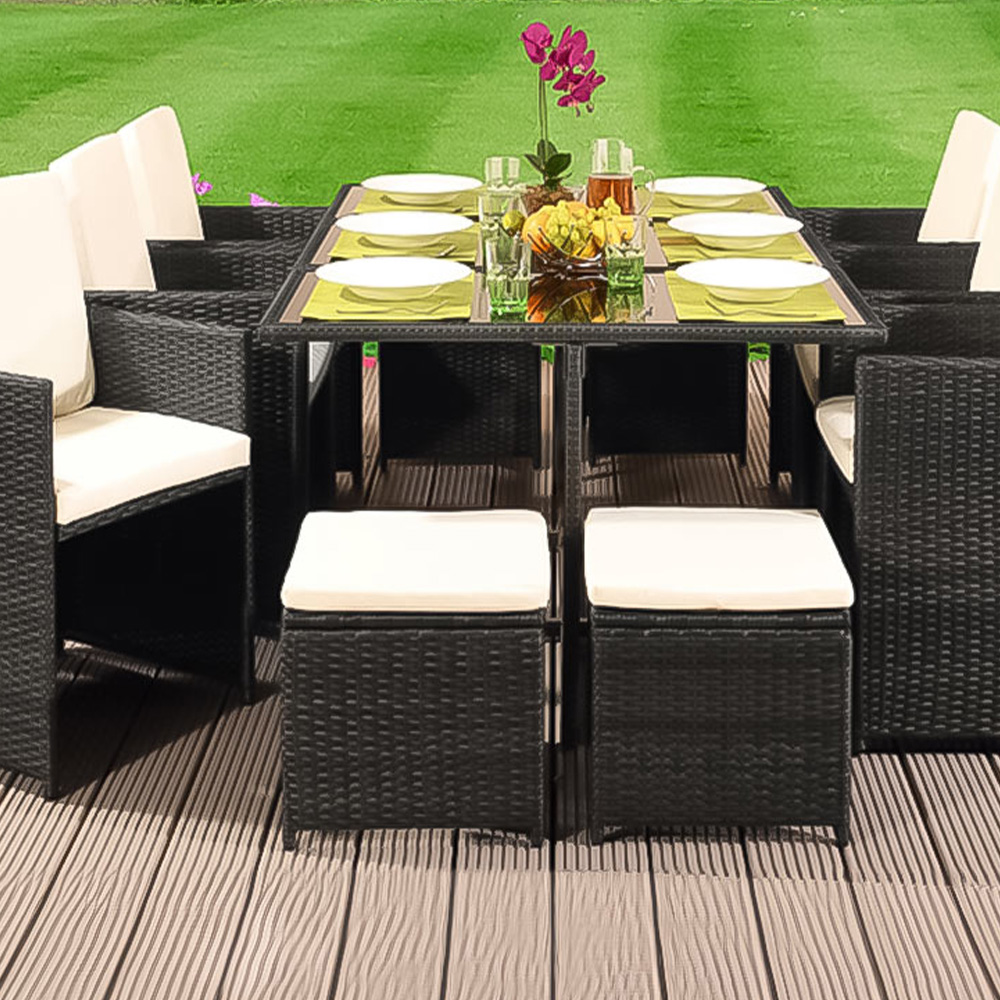 Brooklyn Cube Dark Grey 6 Seater Garden Dining Set with Cover Image 2