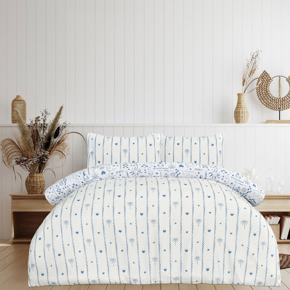 Smart Living Single Blue Holiday Postcard Duvet Set Image 9