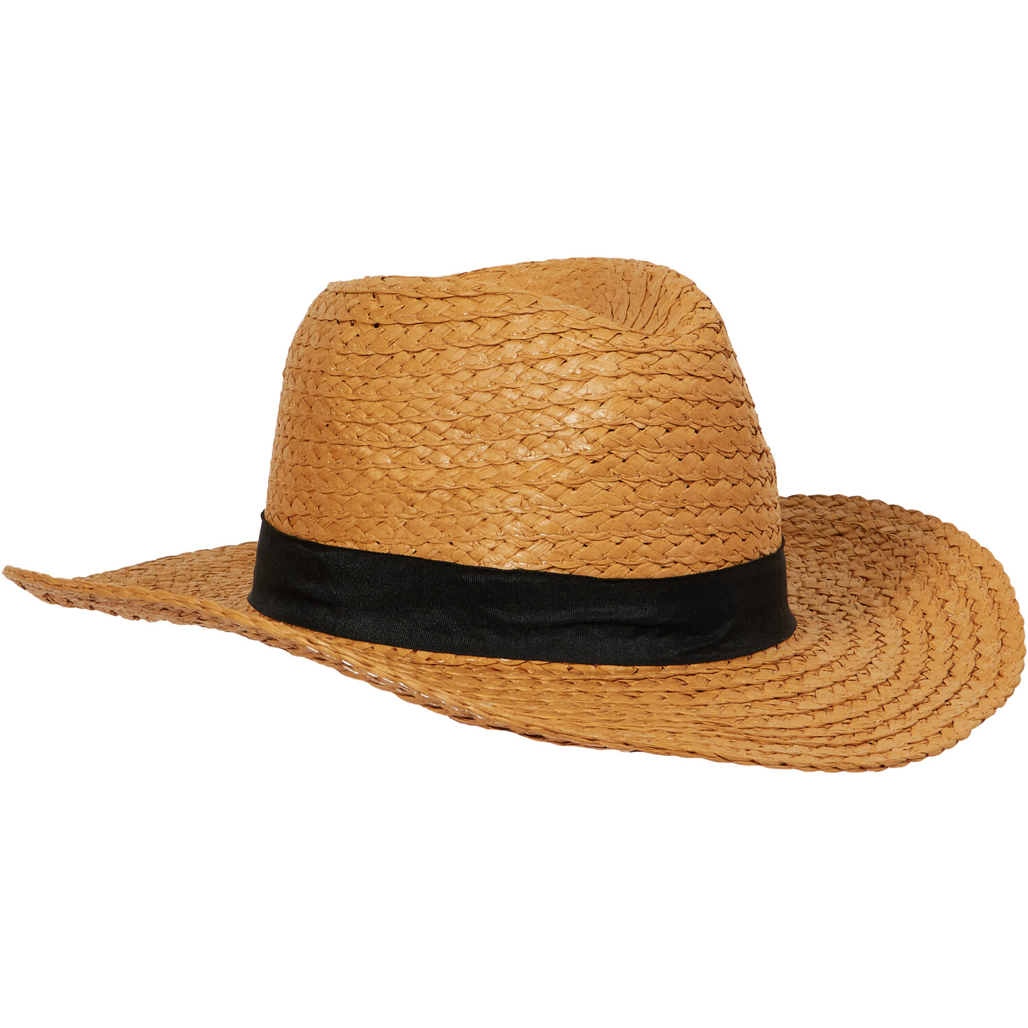 Ladies Black Band Summer Hat - Natural Image 2