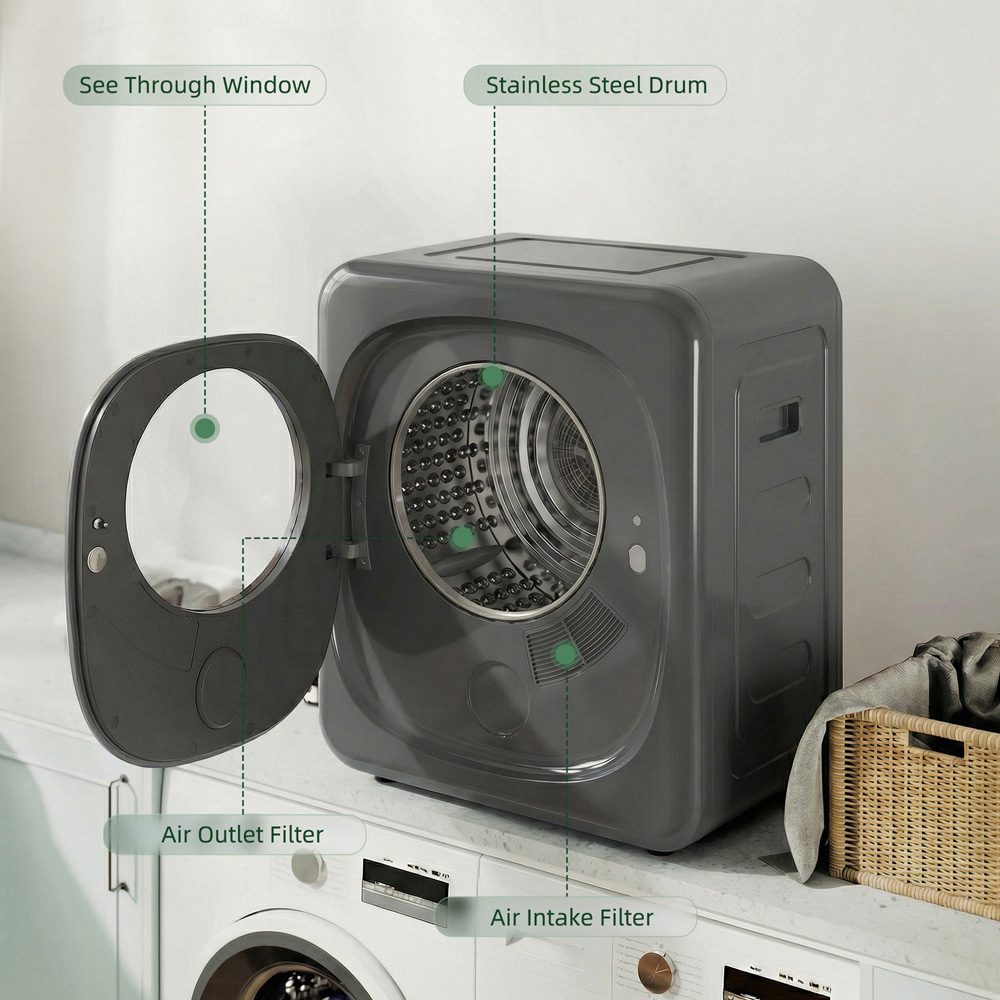 HOMCOM Grey Compact Small Tumble Dryer Machine 4kg 800W Image 5