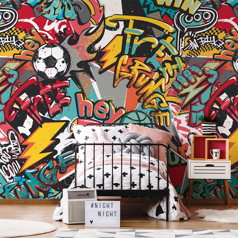 Origin Murals Sports Graffiti Red Wall Mural Image 1