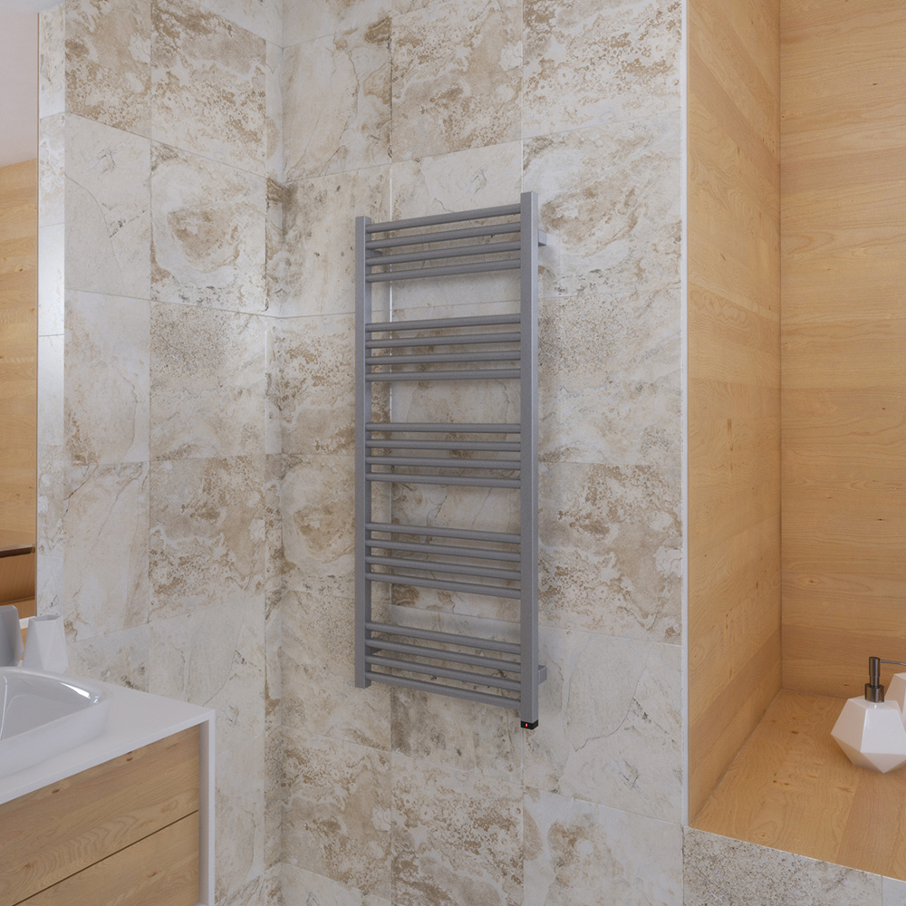 Terma Fiona One 2046BTU Sparkling Gravel Taupe Electric Tower Rail 1140 x 480mm Image 4