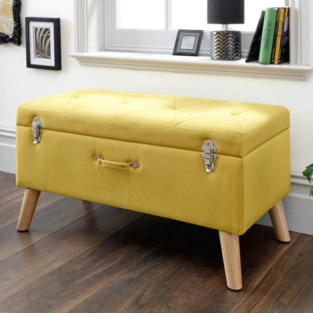 GFW Minstrel Mustard Large Ottoman Storage Bench Image 1