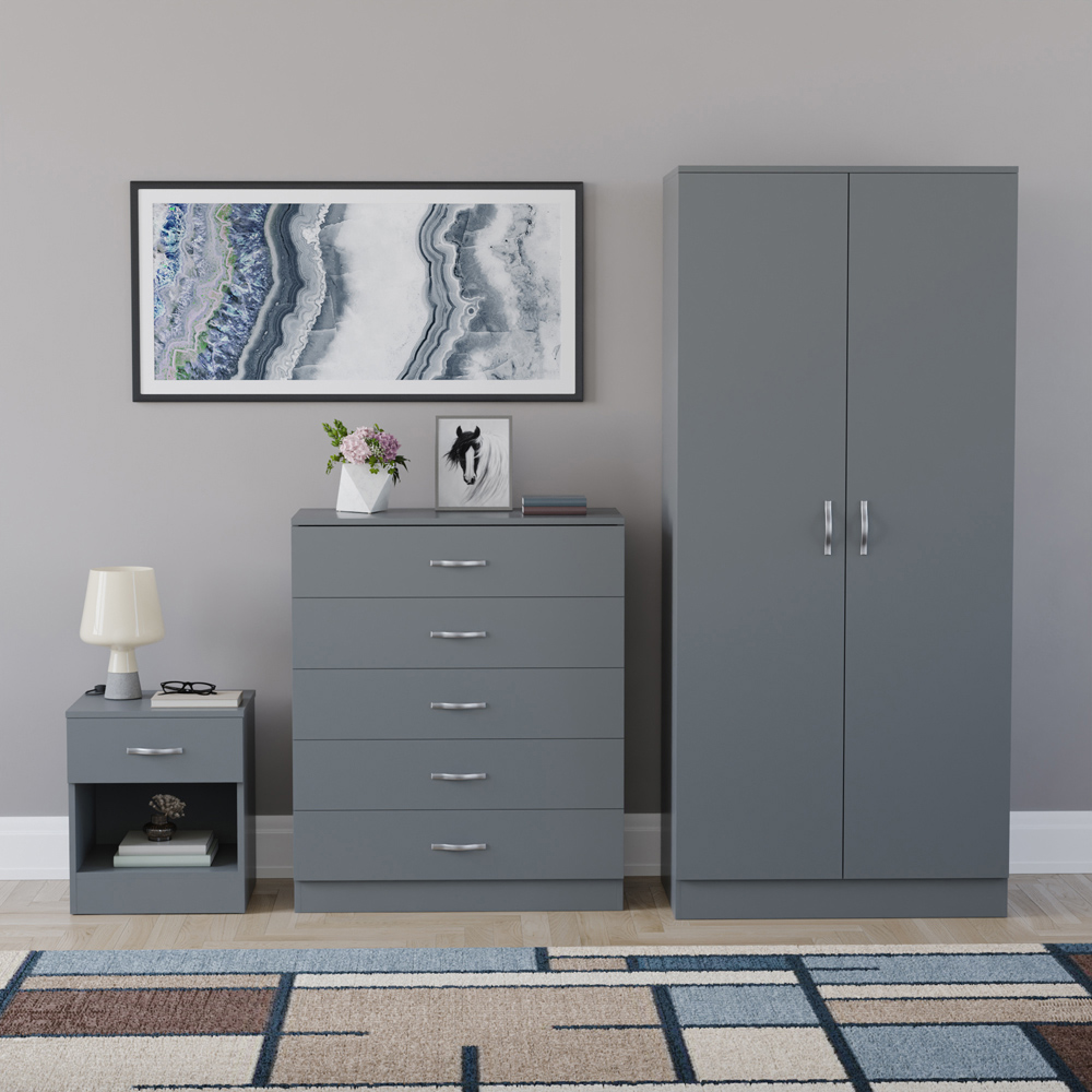 VIDA DESIGNS Riano Grey 3 Piece Bedroom Furniture Set Image 2