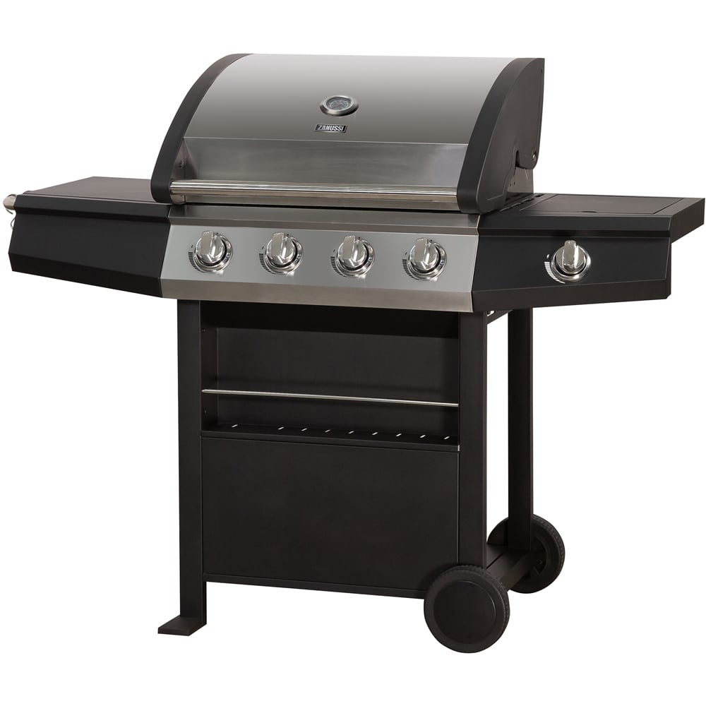 Zanussi ZGBBQ4B01-C Black 4 Burner Gas BBQ Image 1
