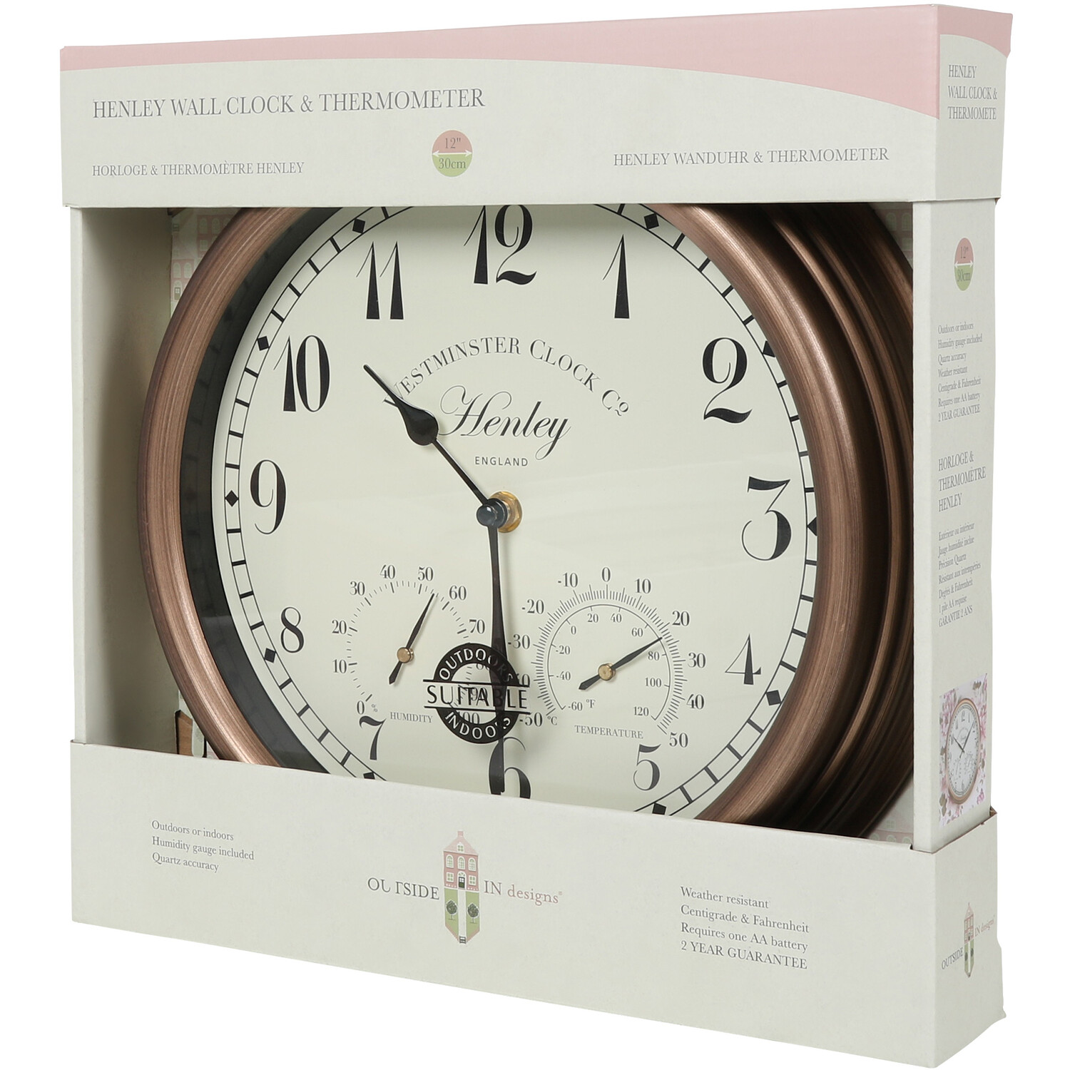 Henley Wall Clock and Thermometer Image 3