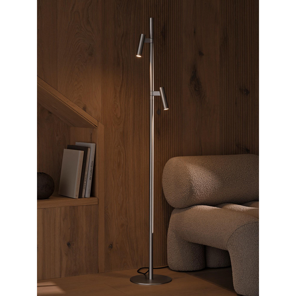 Nordlux Makoto 2 Light Satin Chrome Floor Lamp Image 2