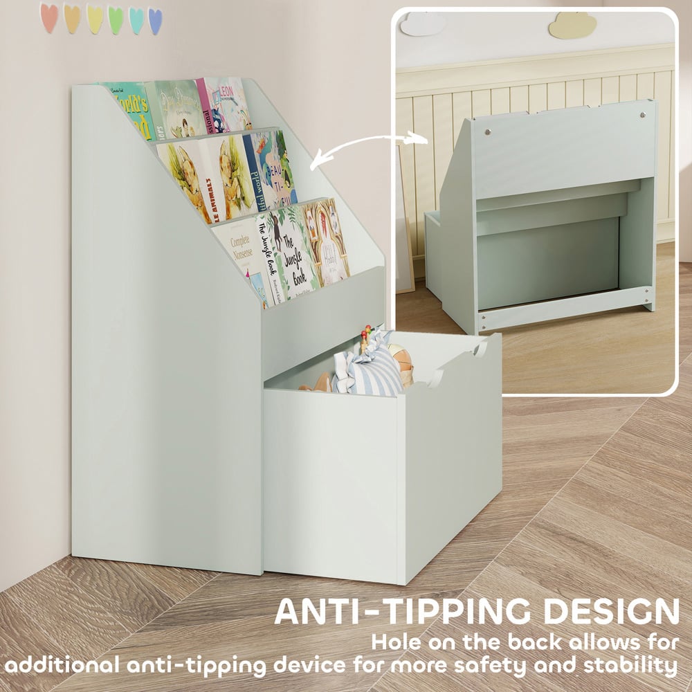 AIYAPLAY 3 Shelf Single Drawer Green Kids Bookcase Image 5