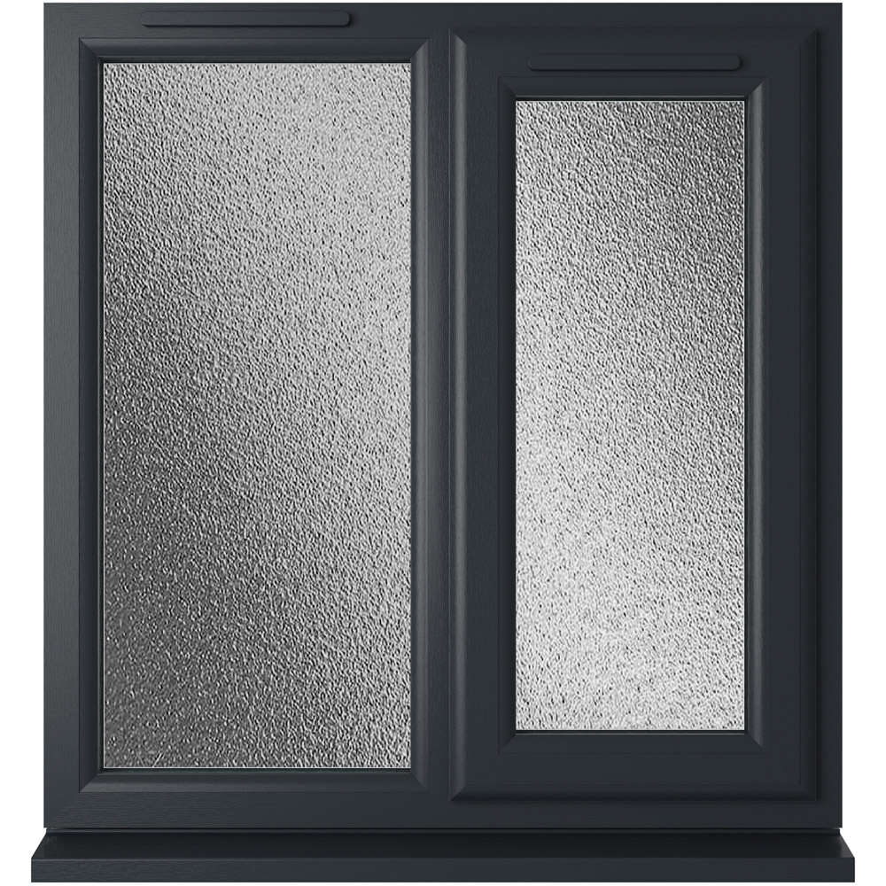 Crystal uPVC Double Glazed Window RH Side Hung Next to a Fixed Grey White Obscure Glass 905x965mm Image 1