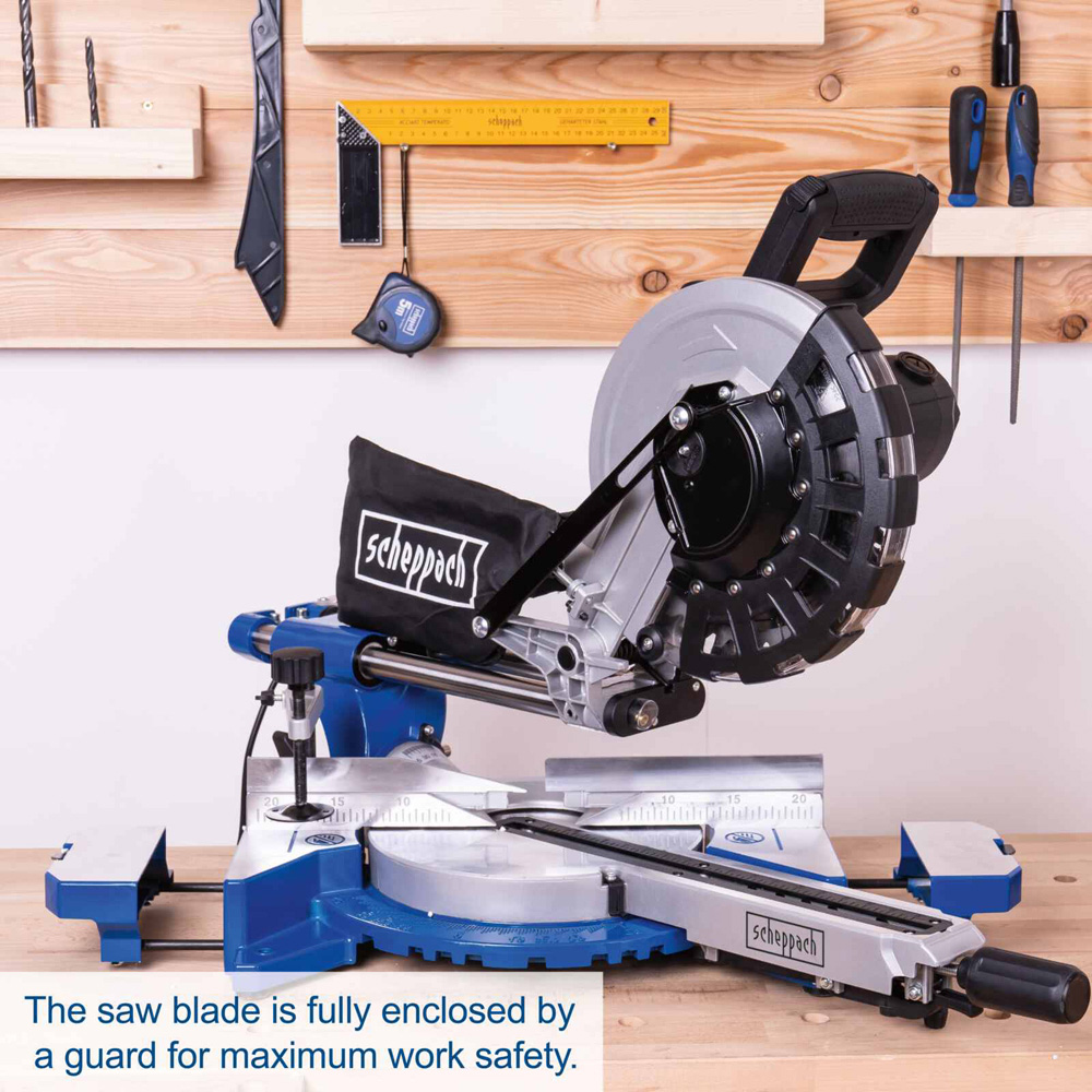 Scheppach HM254 10 inch 48T and 60T TCT Blade Sliding Mitre Saw 2000W Image 7