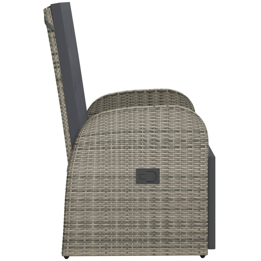 Walplus Grey Poly Rattan Reclining Garden Chair with Cushion Image 4
