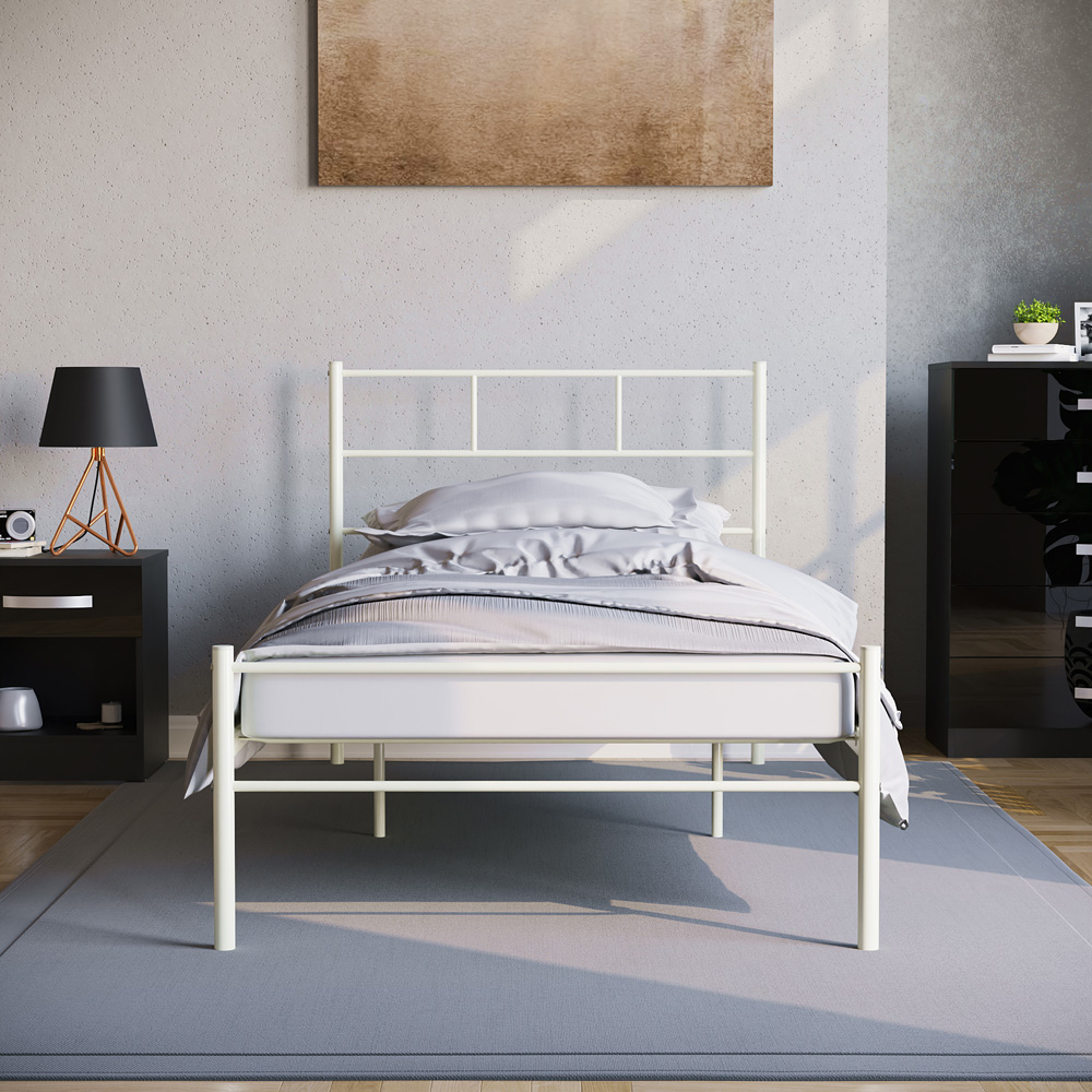 Vida Designs Dorset Single White Metal Bed Frame Image 5