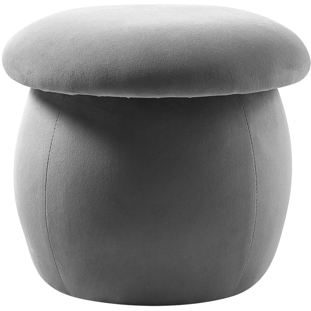 Living and Home Grey Round Lovely Velvet Mushroom Shaped Pouf Ottoman Image 2
