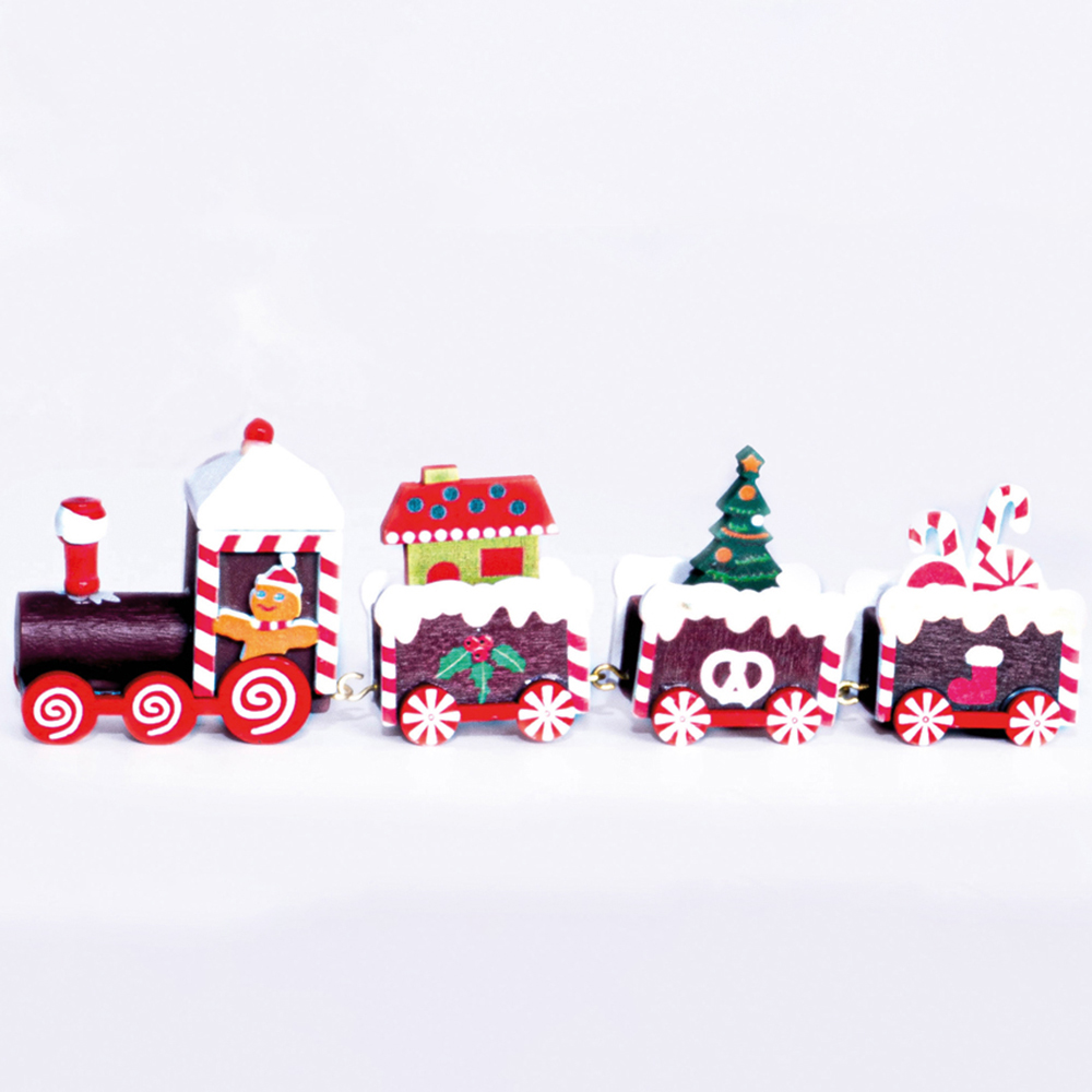 St Helens Wooden Christmas Pudding Train Set Display 20cm Image 3