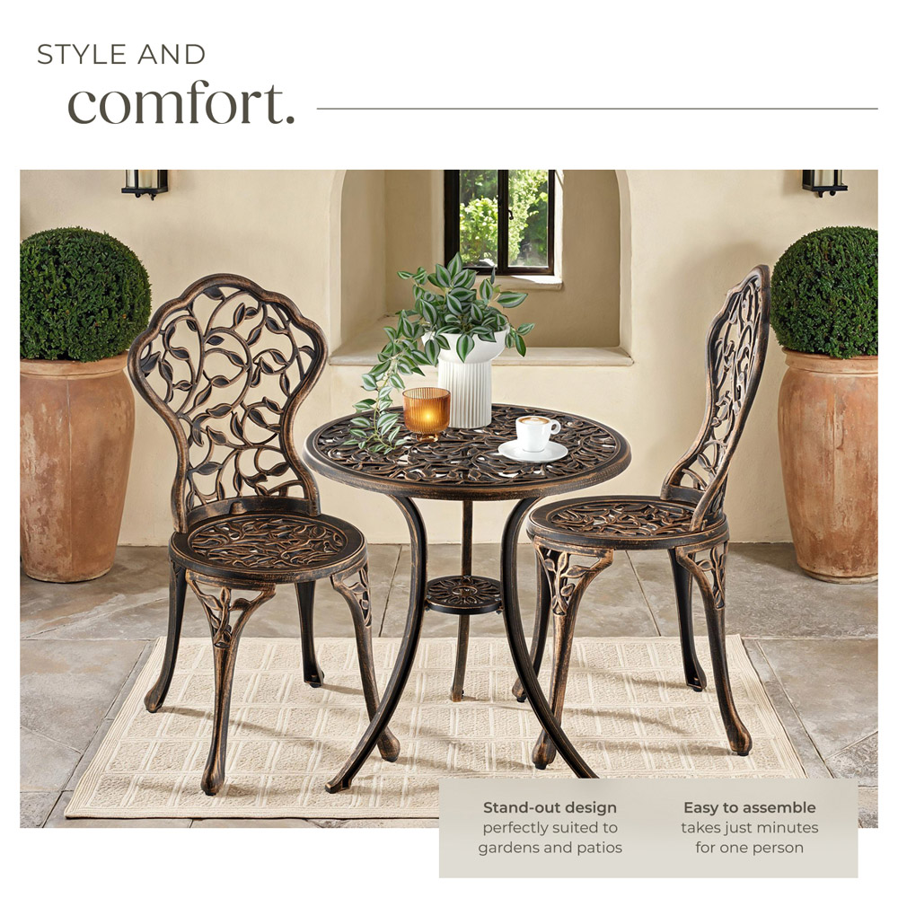 tectake 2 Seater Vintage Bronze Look Garden Furniture Set Image 4
