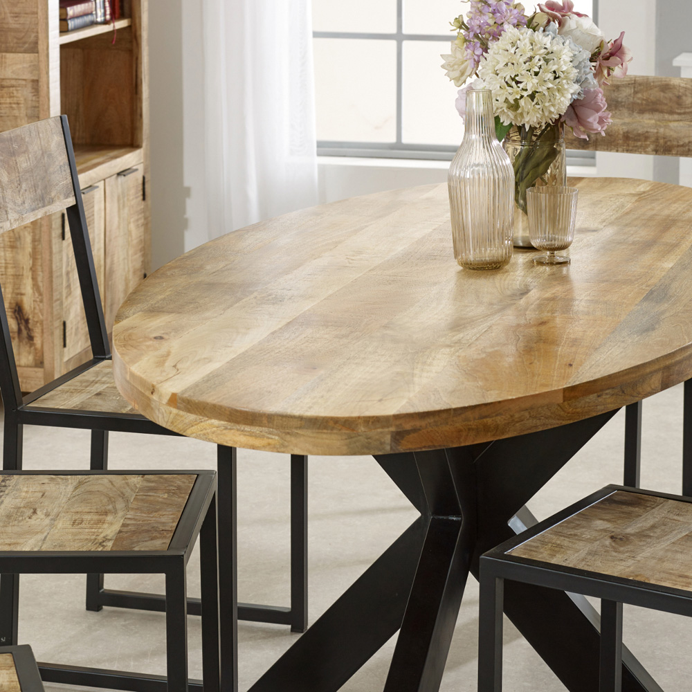 Brooklyn Surrey 6 Seater Solid Wood and Metal Oval Dining Table Image 3