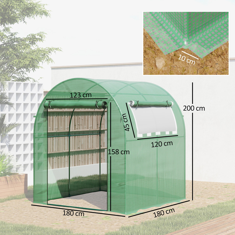 Outsunny Green PE 6 x 6ft Walk In Polytunnel Greenhouse Image 8