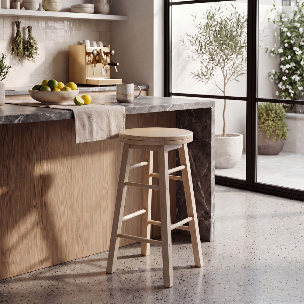 CHEF VIDA Pine Wooden Revolving Bar Stool Image 7