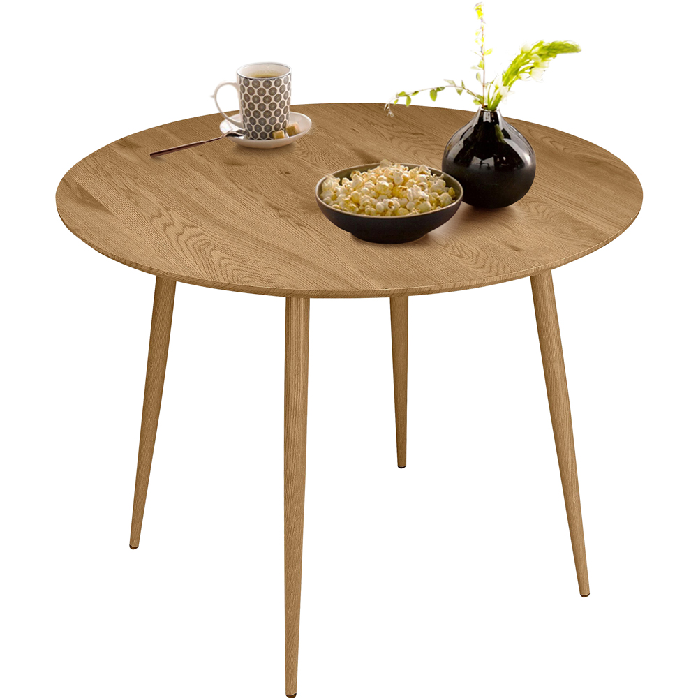 Loft24 Monza 4 Seater Oak Round Dining Table Image 3