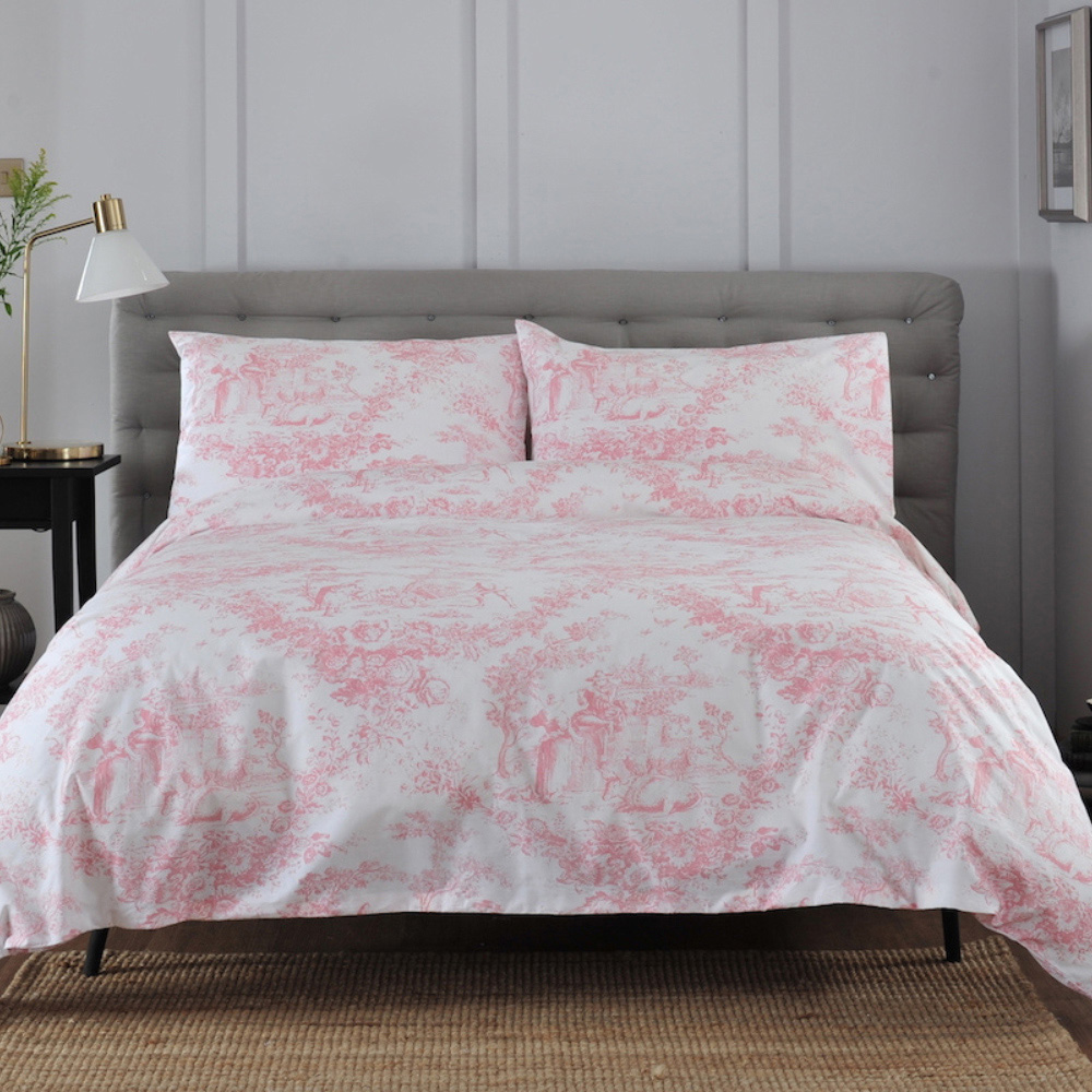 The Lyndon Company 2021 Toile De Jouy Double Pink Duvet Cover Image 1