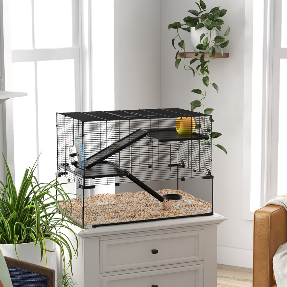 PawHut Black 3 Tier Hamster Cage 57 x 48.5 x 78.5cm Image 2