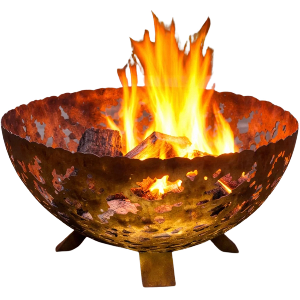 Glendale Rust Effect Half Ball Forest Fire Pit Half Fire Bowl 58cm Image 1