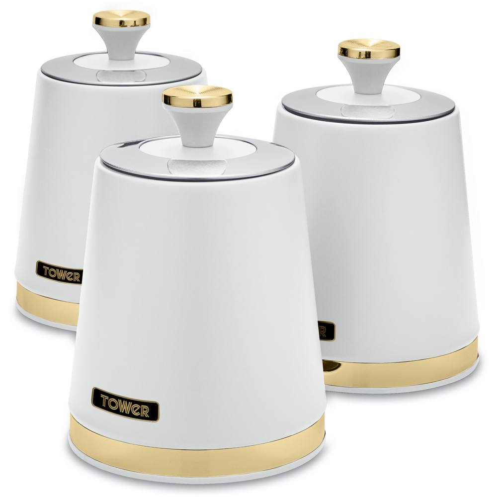 Tower 3 Piece Cavaletto White Canister Set Image 3