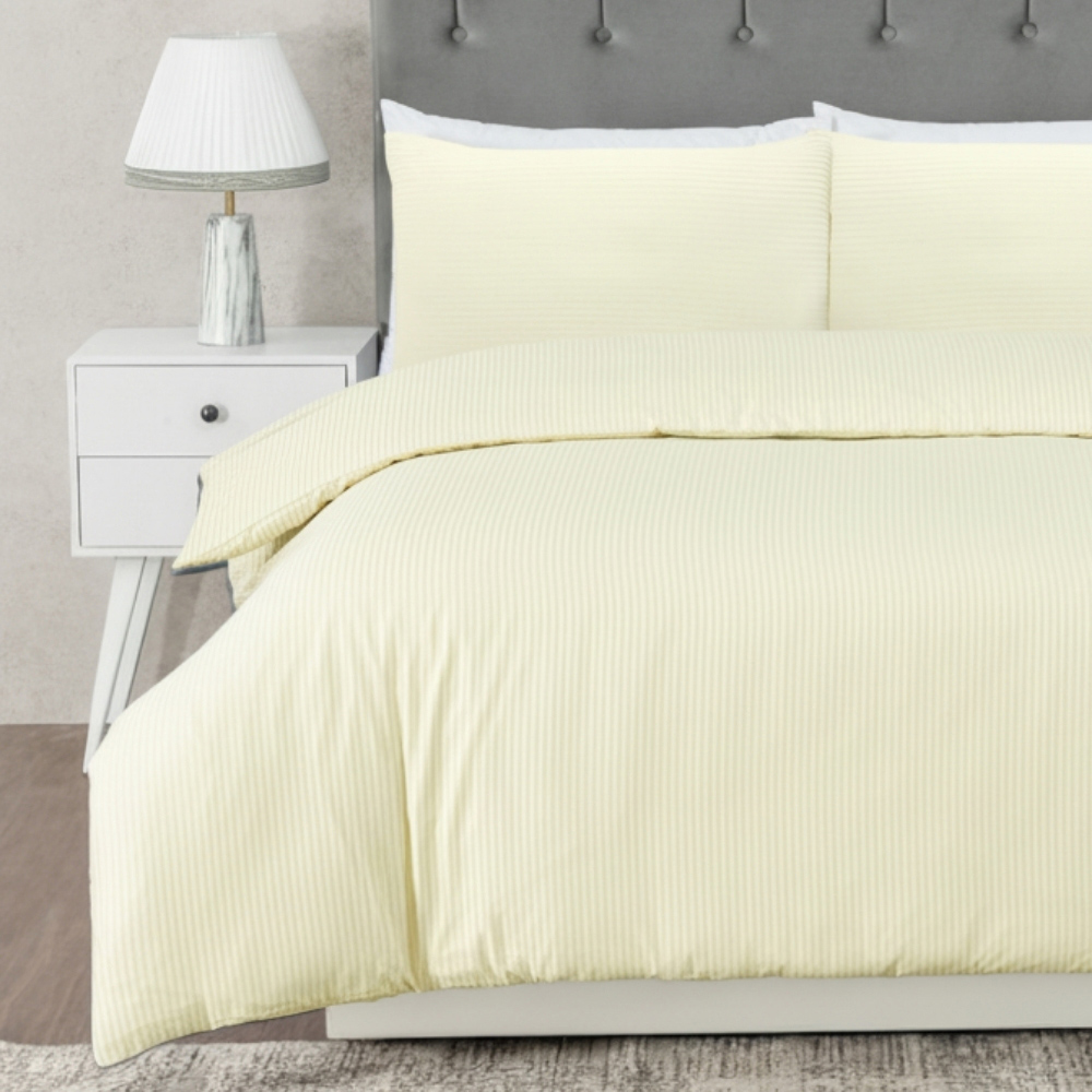 MHG Living Single Cream Striped Duvet Set Image 1