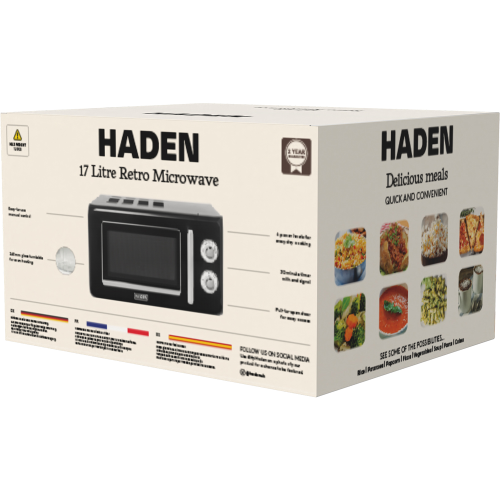 Haden 214591 Retro Black 17L Manual Microwave 700W Image 5