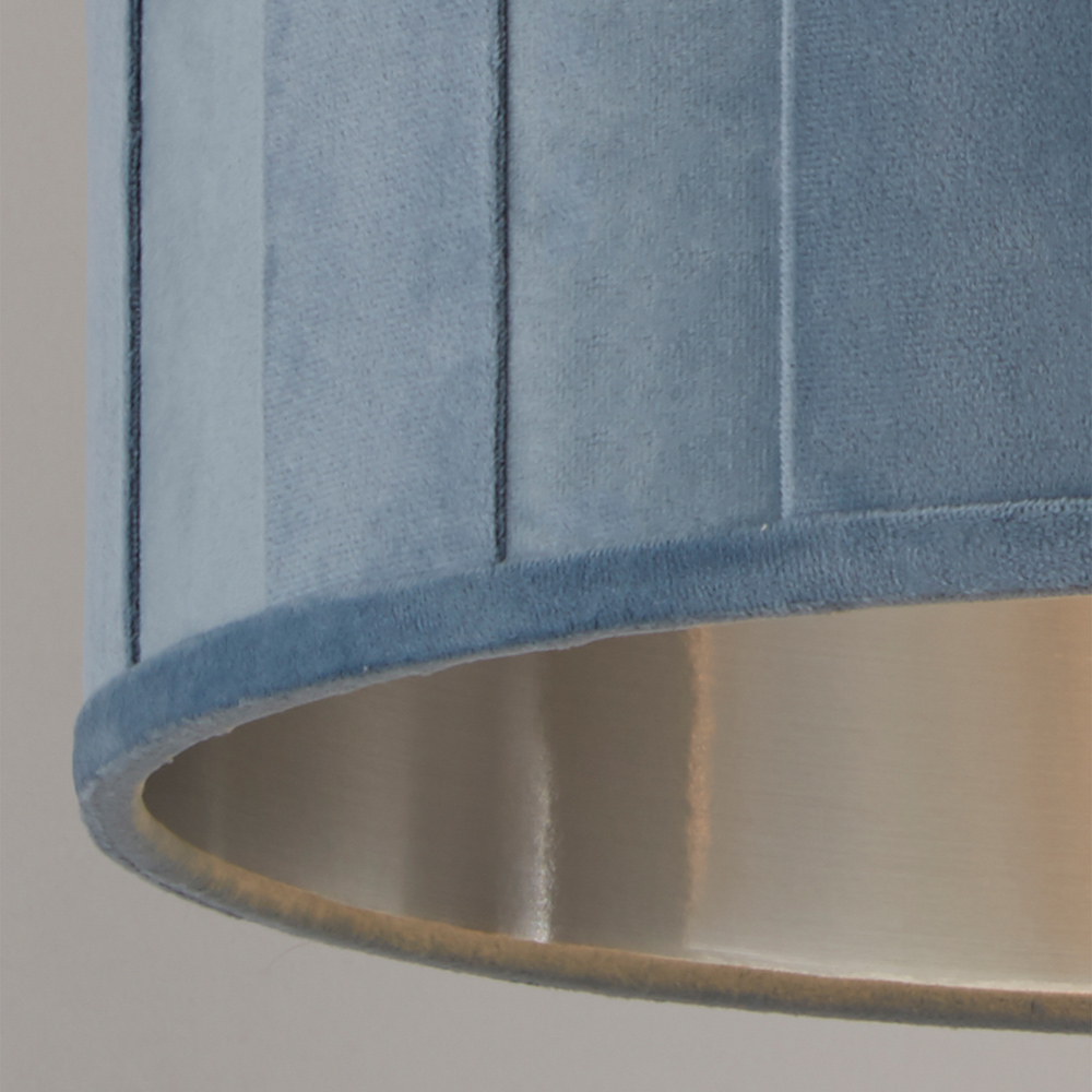 Lighting Collection Pastel Turquoise Velvet Pleat Drum Lamp Shade 30cm Image 4