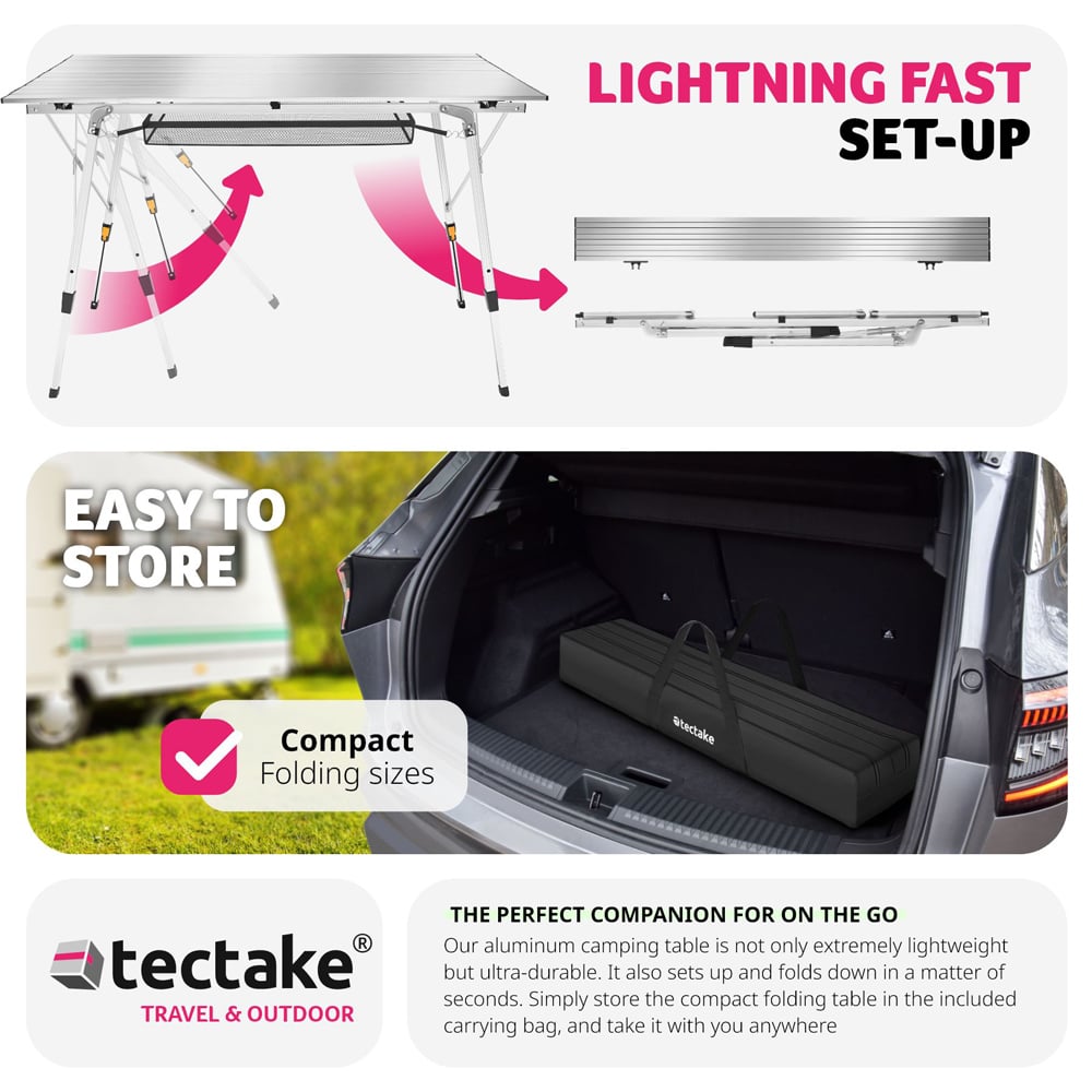 tectake Silver Adjustable and Foldable Camping Table Bastian Image 5