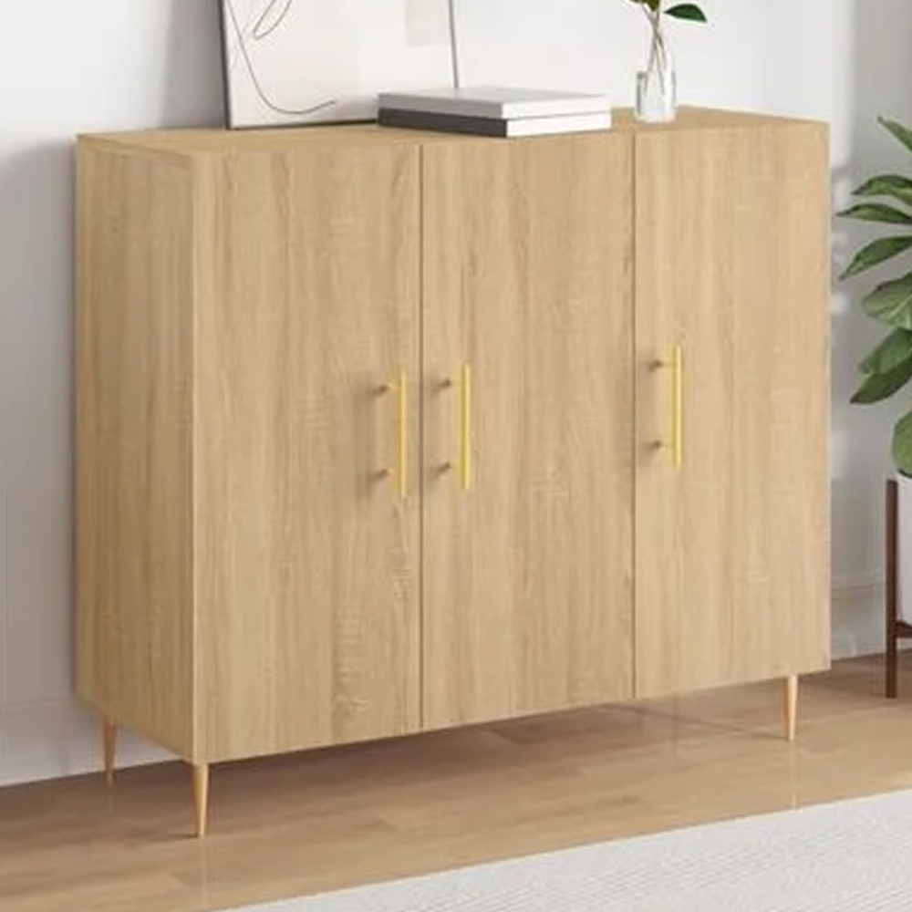 vidaXL 3 Door Sonoma Oak Sideboard Image 1
