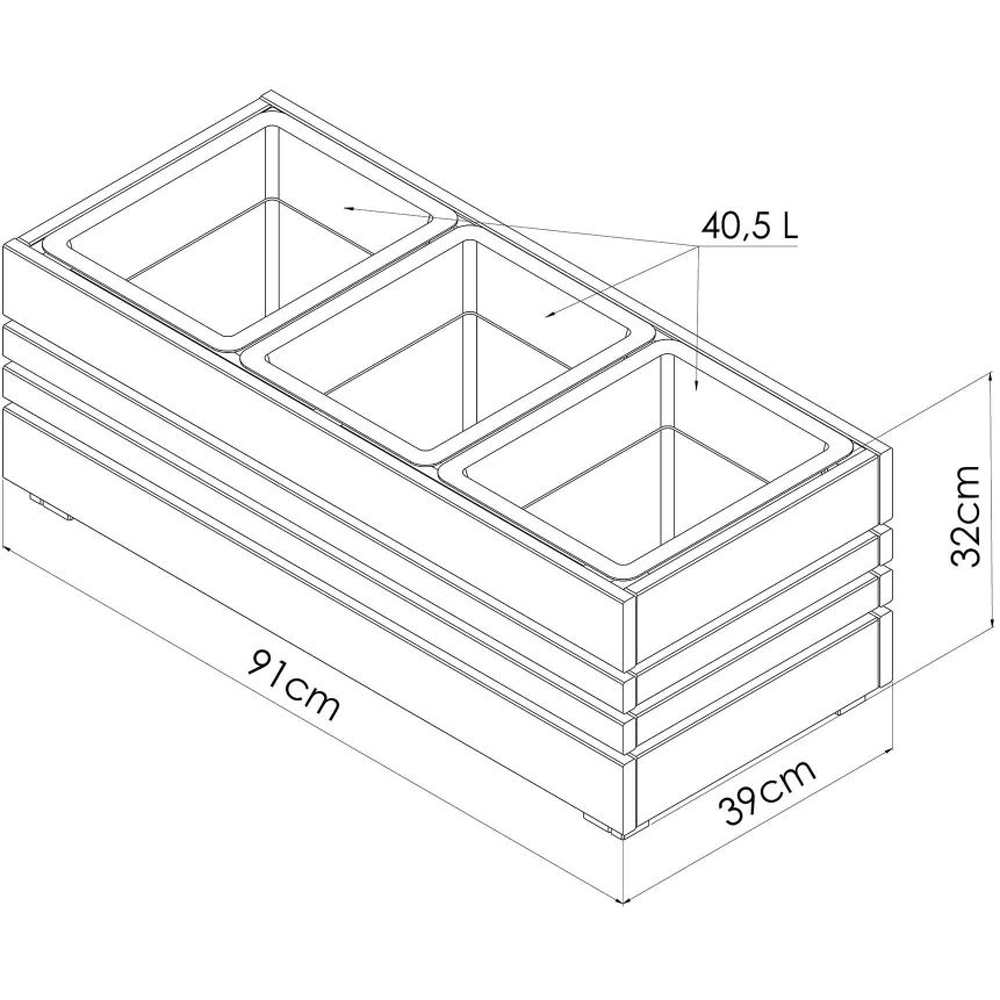 Cerland Geteborg Grey Wooden Rectangular Planter 91cm Image 3