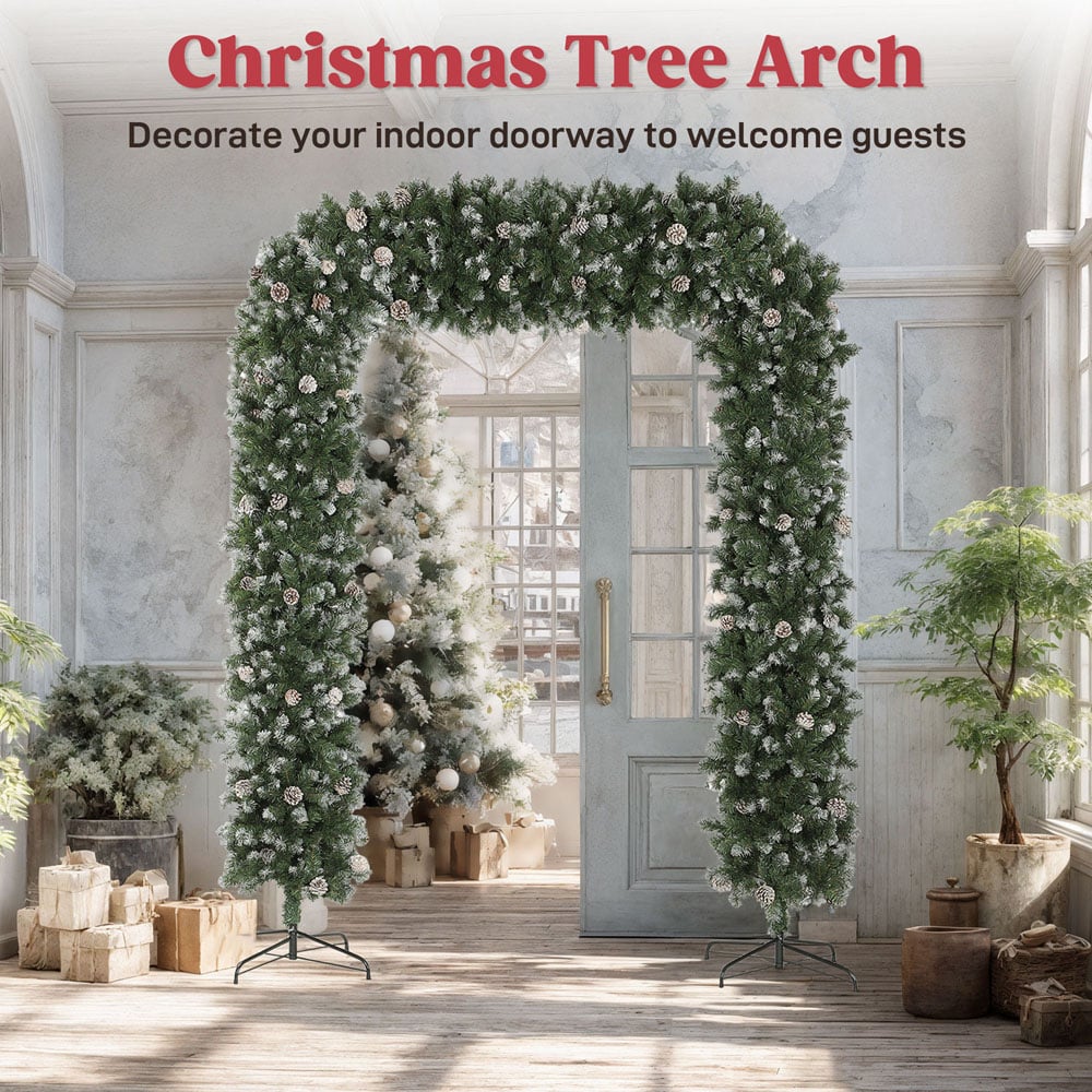 HOMCOM Snow Frosted Christmas Tree Arch 8.2ft Image 5