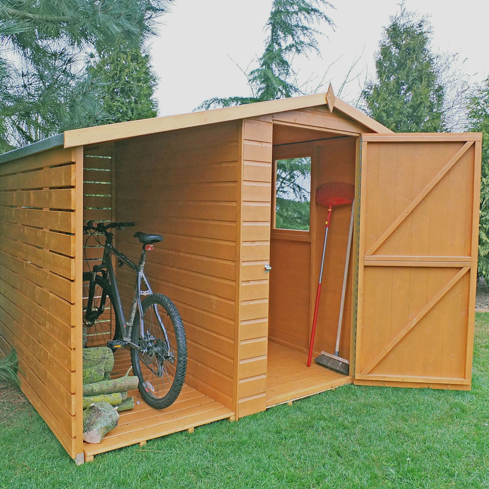 Shire 6 x 6ft Pressure Treated Wooden Apex Shed with Log Store Image 3