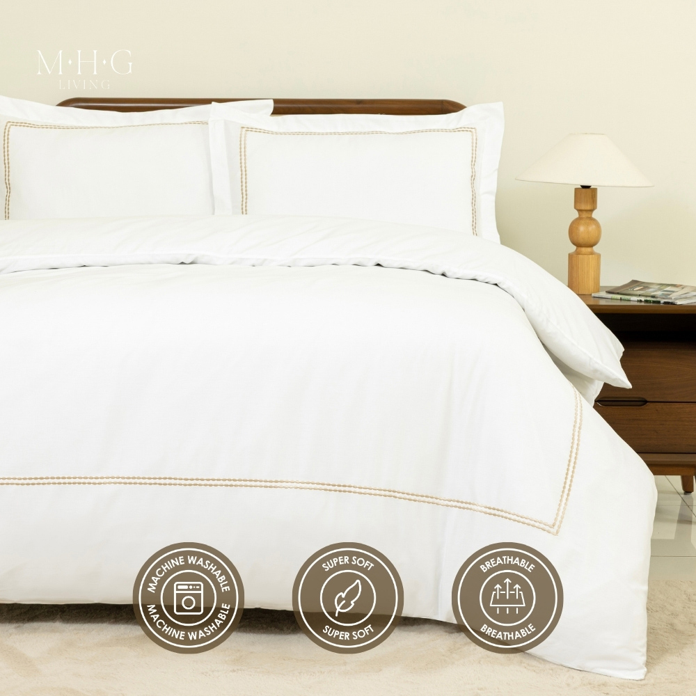 MHG Living Super King Size Kensington Gold 200 Thread Count Duvet Cover Set Image 9